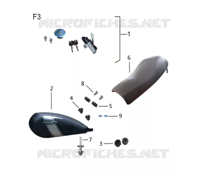 SELLE / RESERVOIR / KIT SERRURE