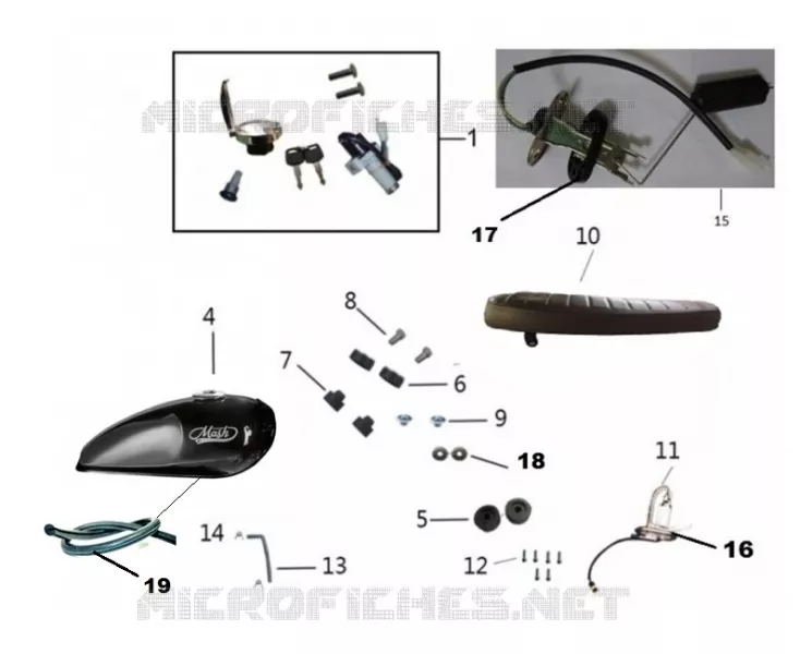 RESERVOIR / SELLE / KIT SERRURE