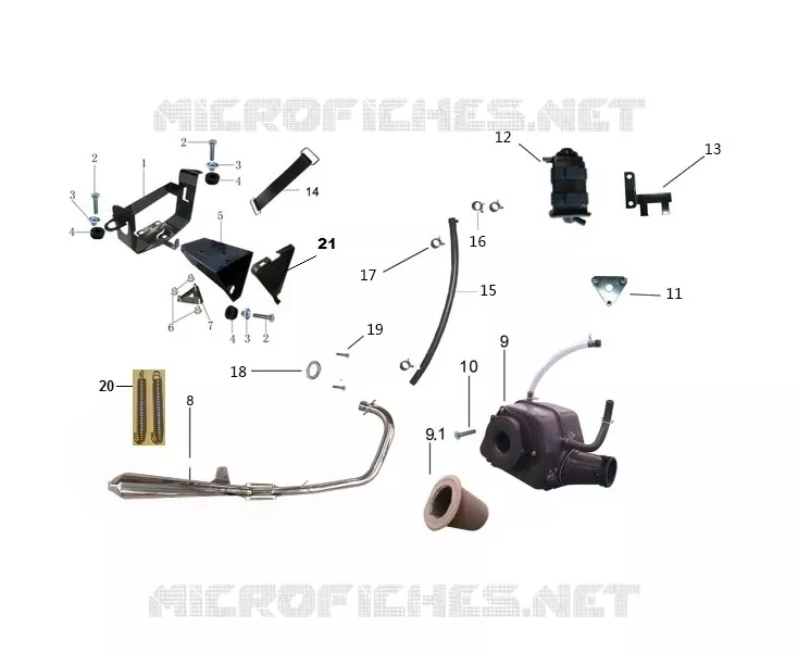ECHAPPEMENT / BOITE A AIR / SUPPORT BATTERIE