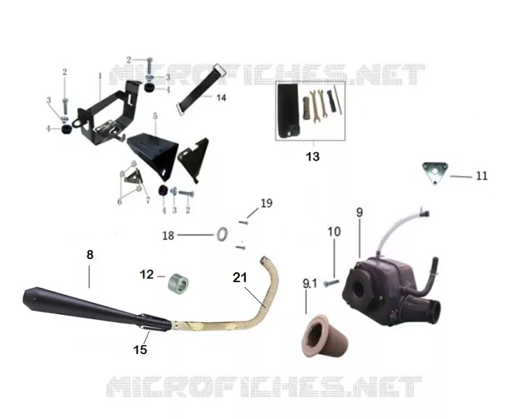 ECHAPPEMENT / BOITE A AIR / SUPPORT BATTERIE