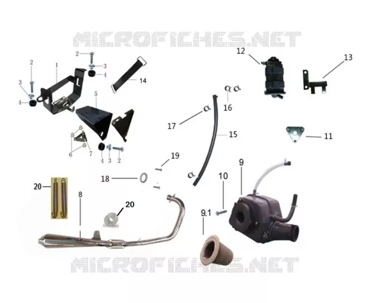ECHAPPEMENT / BOITE A AIR / SUPPORT BATTERIE