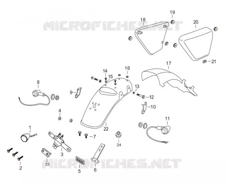 CACHES LATERAUX / GARDE BOUE ARRIERE / FEU ARRIERE / CLIGNOTANTS