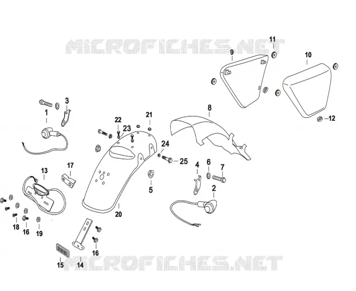 GARDE BOUE ARRIERE / CACHE LATERAUX / CLIGNOTANTS