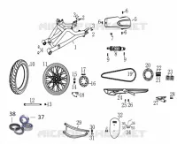 BRAS OSCILLANT / AMORTISSEURS / ROUE ARRIERE