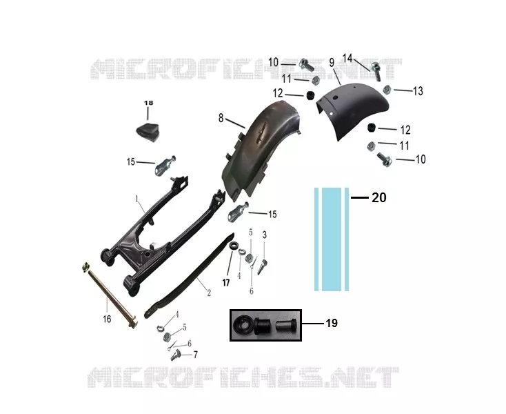 BRAS OSCILLANT / GARDE BOUE ARRIERE Mash MOTO 125 2014 SCRAMBLER 125  SCRAMBLER 125