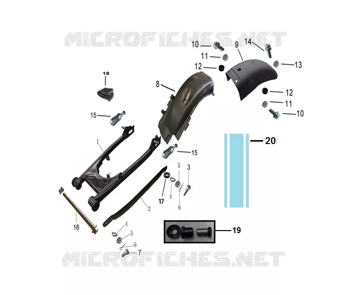 BRAS OSCILLANT / GARDE BOUE ARRIERE Mash MOTO 125 2013 SEVENTY  SEVENTY