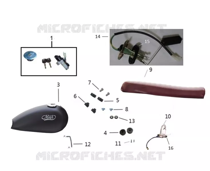 RESERVOIR / SELLE / KIT SERRURE Mash MOTO 125 2020 NEW SEVENTY 125  NEW SEVENTY 125