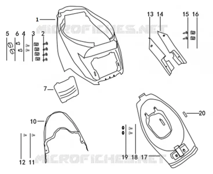COQUE CENTRALE / COFFRE DE SELLE  Mash SCOOTER 50 2024 LEGEND R 50 EURO 5  LEGEND R 50 EURO 5